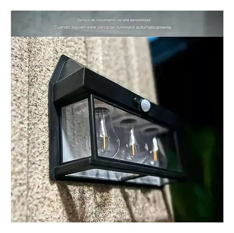 APLIQUE SOLAR IMPERMEABLE CON SENSOR Y 3 LEDS - 5