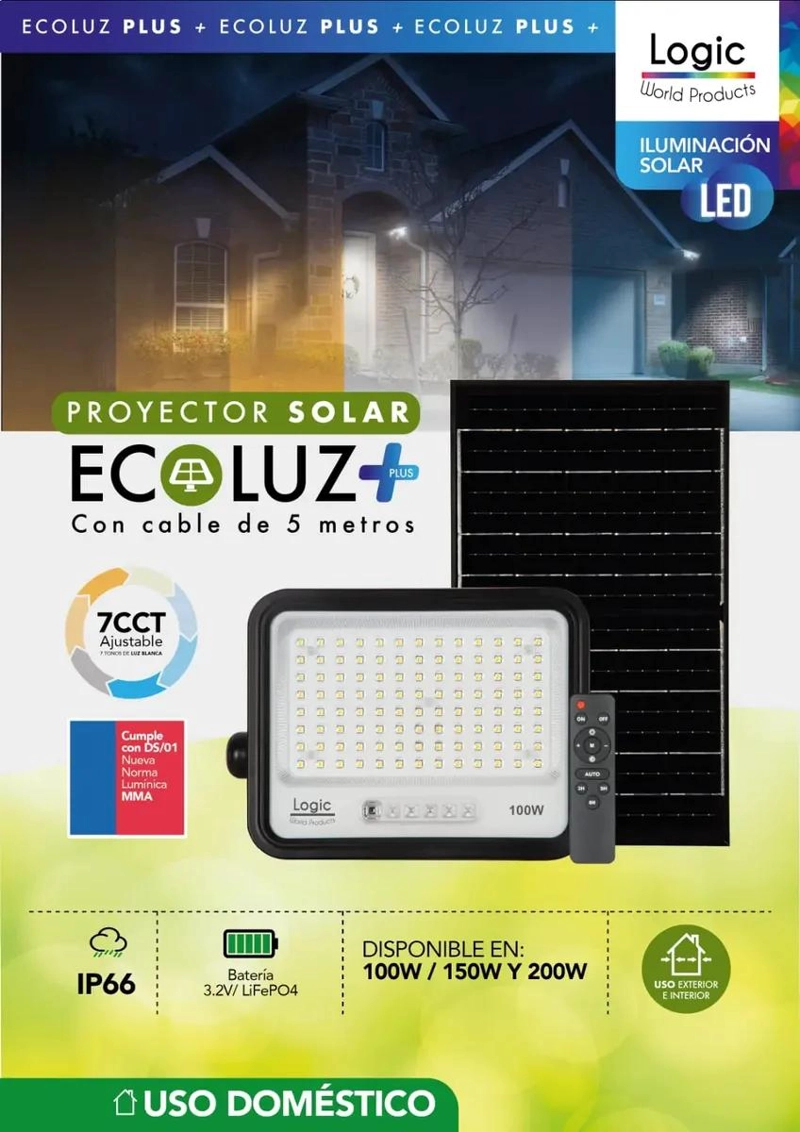 FOCO PROYECTOR SOLAR LED 100W 7 CCT - 4