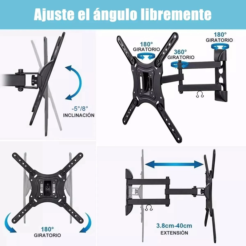 SOPORTE DE PARED PARA TV COLOR NEGRO TVR-02 - 5