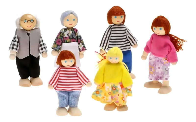 SET DE 6 MUÑECOS FAMILIA PARA JUEGO DE CASA - 1