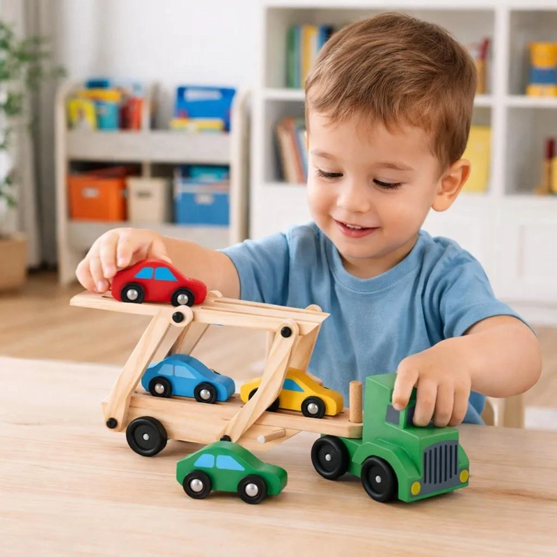 CAMION PORTA AUTOS PARA 4 VEHICULOS MONTESSORI - 5