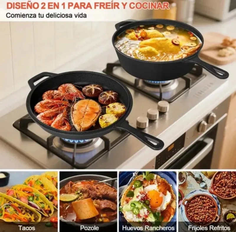 SARTE N Y OLLA DE HIERRO FUNDIDO 26 CM DOBLE USO - 3