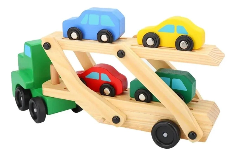 CAMION TRANSPORTADOR DE AUTITOS DE MADERA DIDACTICO - 2