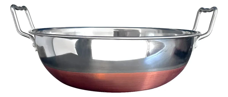 PAILA DE ACERO CON BASE DE COBRE Y OREJAS 32 CM - 1