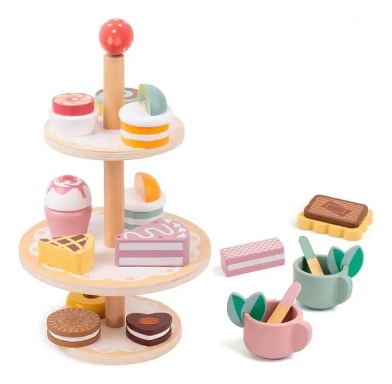 JUEGO DE POSTRE Y TE  DE MADERA PARA NIÑOS - 1