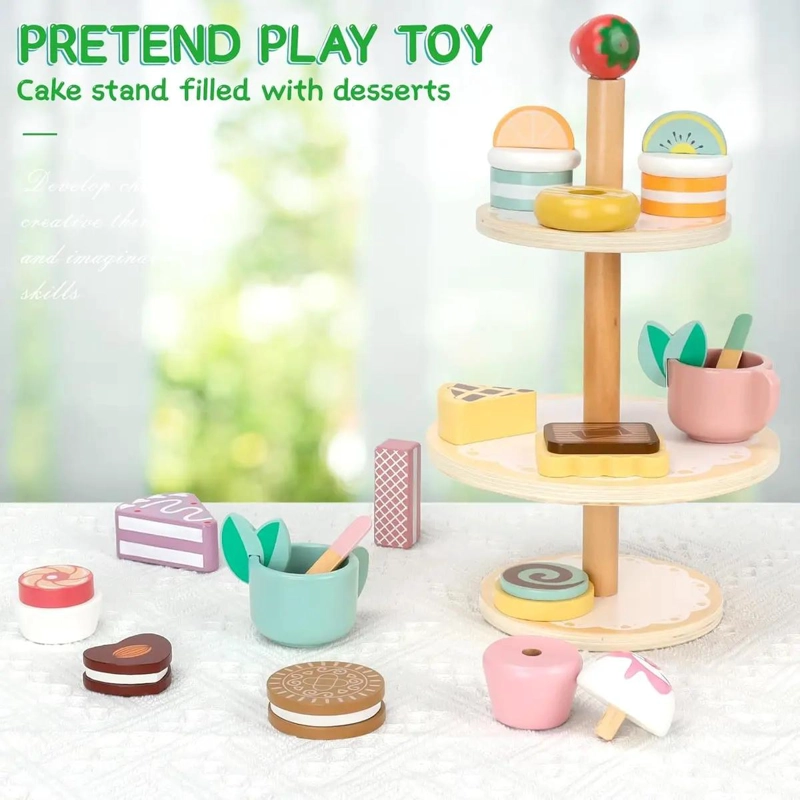 JUEGO DE POSTRE Y TE  DE MADERA PARA NIÑOS - 2
