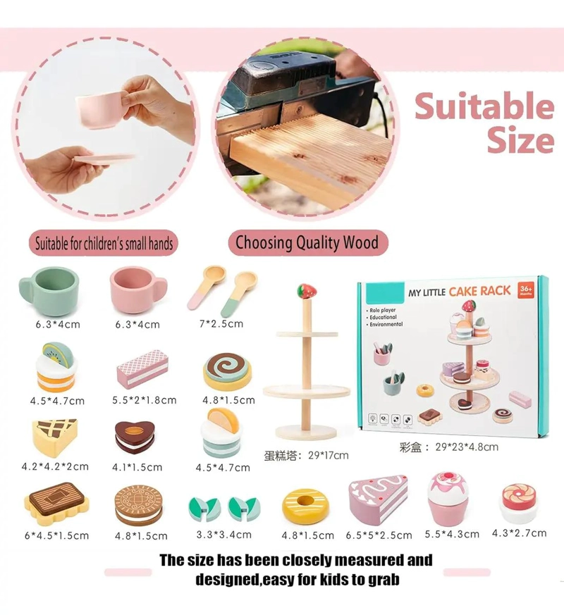 JUEGO DE POSTRE Y TE  DE MADERA PARA NIÑOS - 5