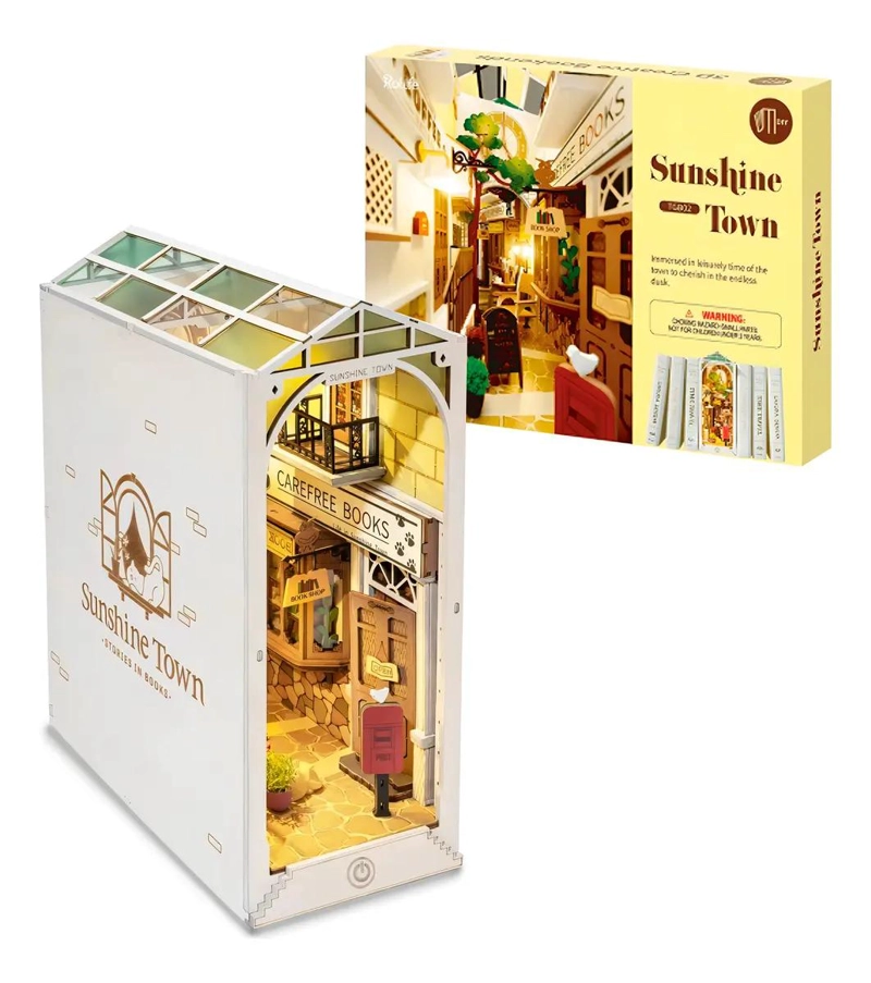 PUZZLE 3D SUJETALIBROS DE MADERA SUNSHINE TOWN 24CM - 1