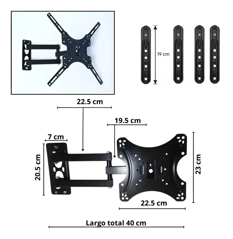 SOPORTE DE TV METALICO BRAZO RETRACTIL 14-55 PULGADAS - 2