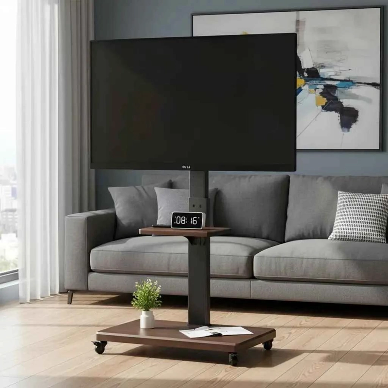 SOPORTE PARA TV 32-70' CON RUEDAS DE MADERA Y METAL - 1