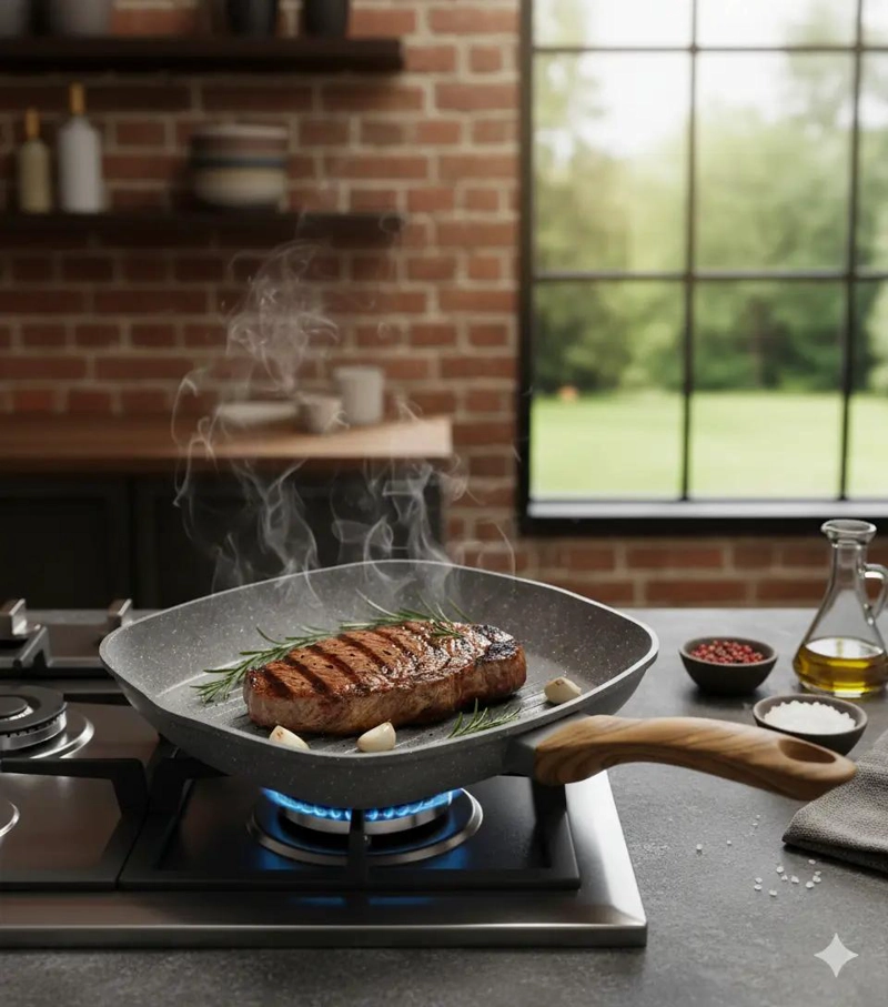 PLANCHA GRILL CUADRADA 28CM ANTIADHERENTE CERAMICA - 1