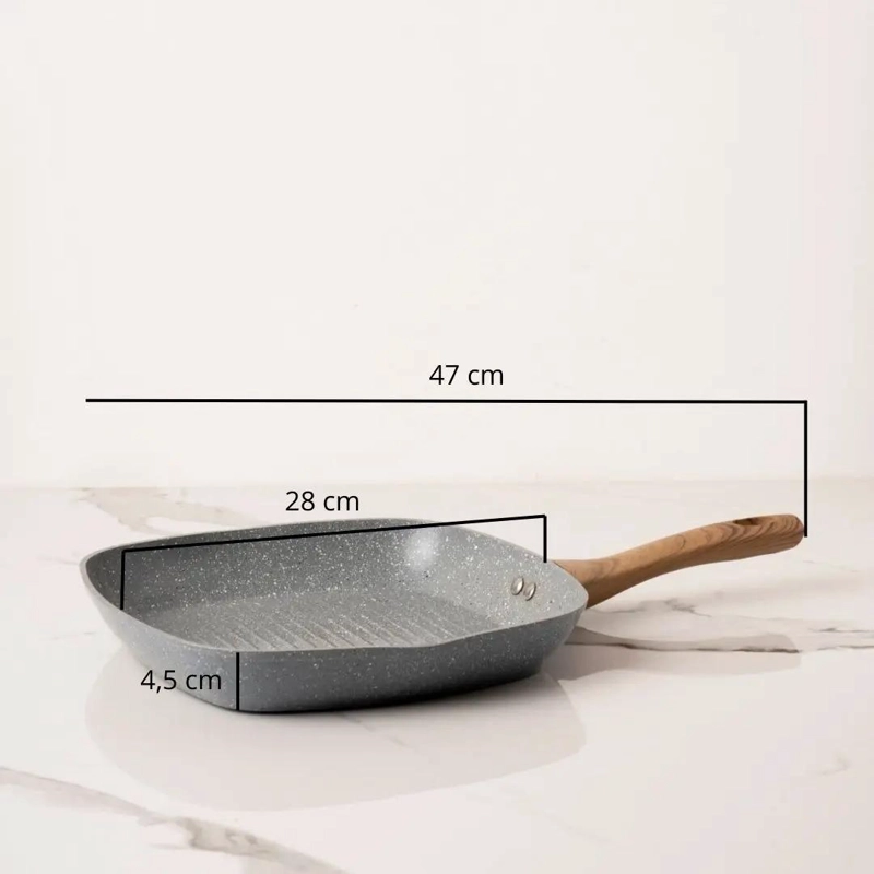 PLANCHA GRILL CUADRADA 28CM ANTIADHERENTE CERAMICA - 2