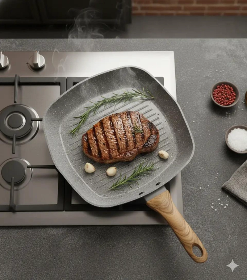 PLANCHA GRILL CUADRADA 28CM ANTIADHERENTE CERAMICA - 4