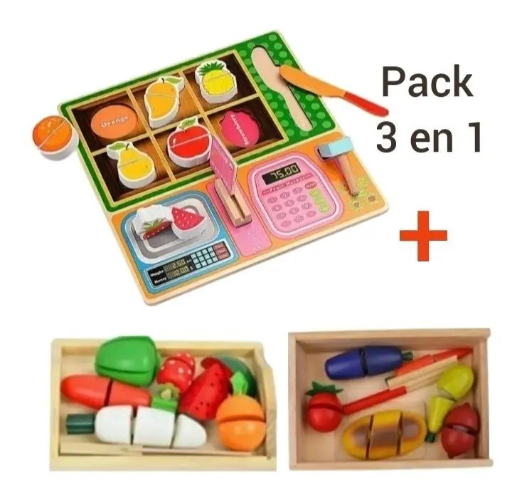JUEGO DIDACTICO CORTA FRUTAS DE MADERA CON VELCRO 29 PIEZ - 1