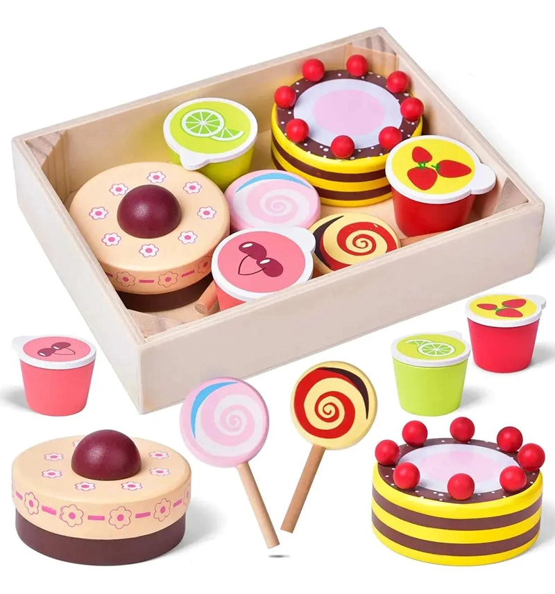 SET DE POSTRES Y PASTEL DE JUGUETE EN MADERA - 1