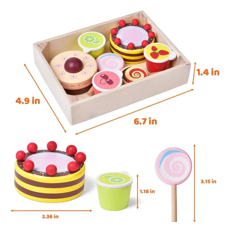 SET DE POSTRES Y PASTEL DE JUGUETE EN MADERA - 4
