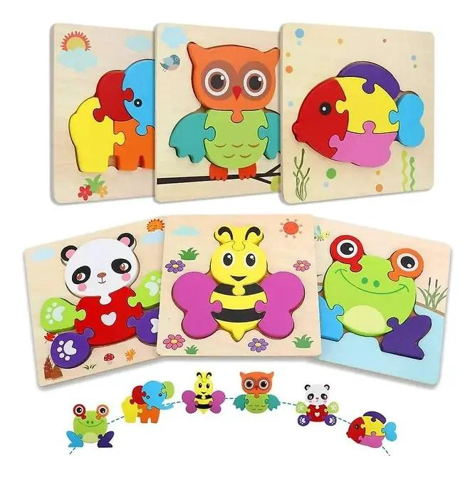 SET DE ROMPECABEZAS MONTESSORI DE MADERA 6 PIEZAS - 1