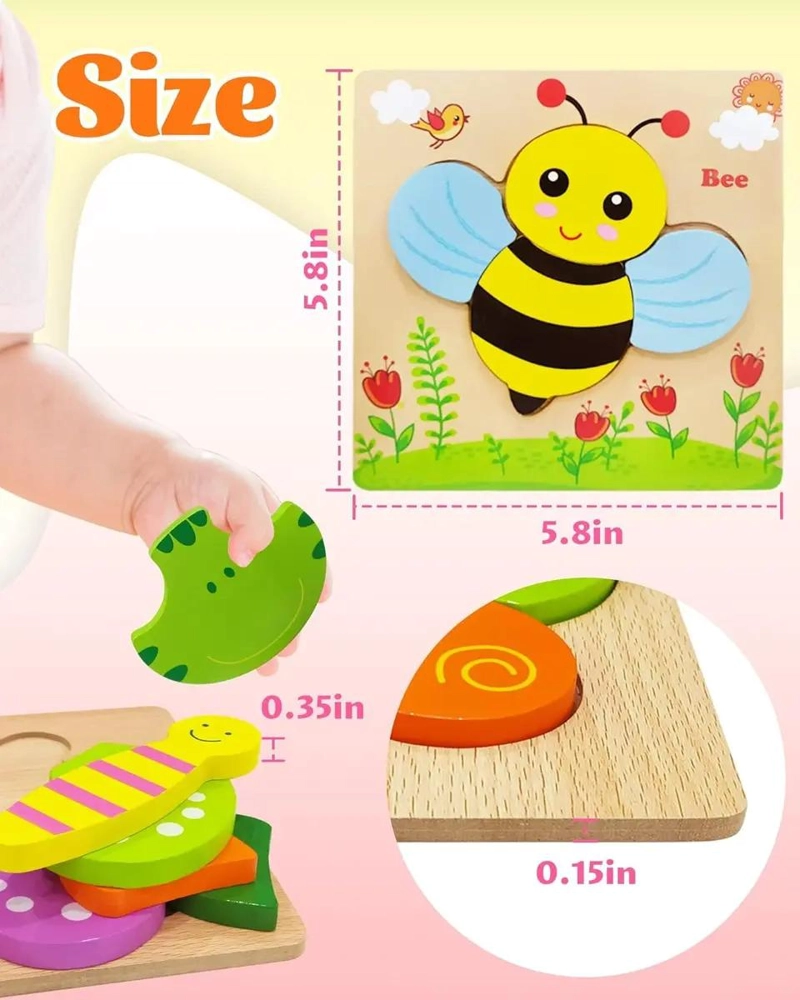 SET DE ROMPECABEZAS MONTESSORI DE MADERA 6 PIEZAS - 5
