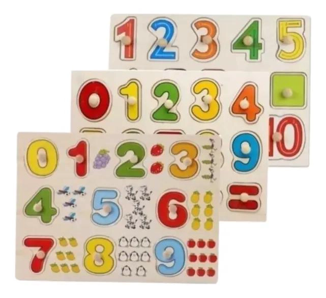 PACK 3 PUZZLES DE MADERA CON NUMEROS DIDACTICOS - 1