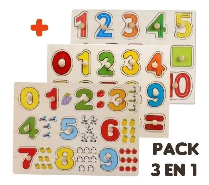 PACK 3 PUZZLES DE MADERA CON NUMEROS DIDACTICOS - 2