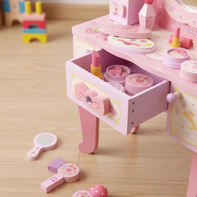 JUEGO DE TOCADOR INFANTIL DE MADERA PARA NIÑAS - 3