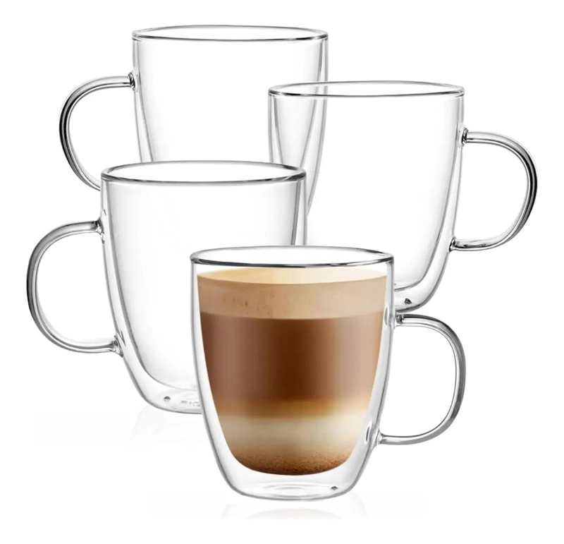 SET 4 TAZAS DOBLE PARED VIDRIO TE RMICAS 350ML - 1