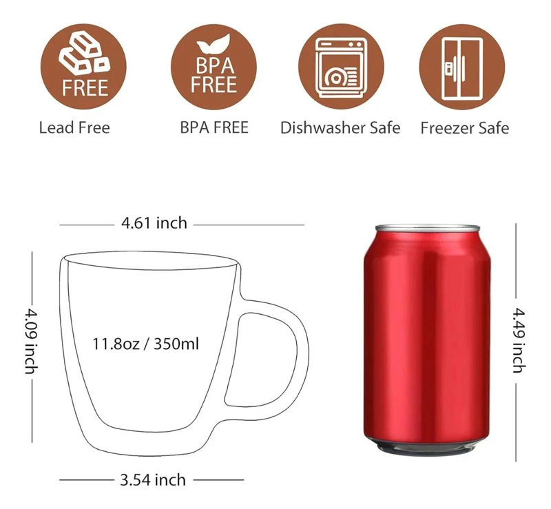 SET 4 TAZAS DOBLE PARED VIDRIO TE RMICAS 350ML - 2