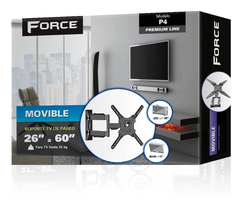 SOPORTE PARA TV LED FORCE P4 PREMIUM NEGRO - 2