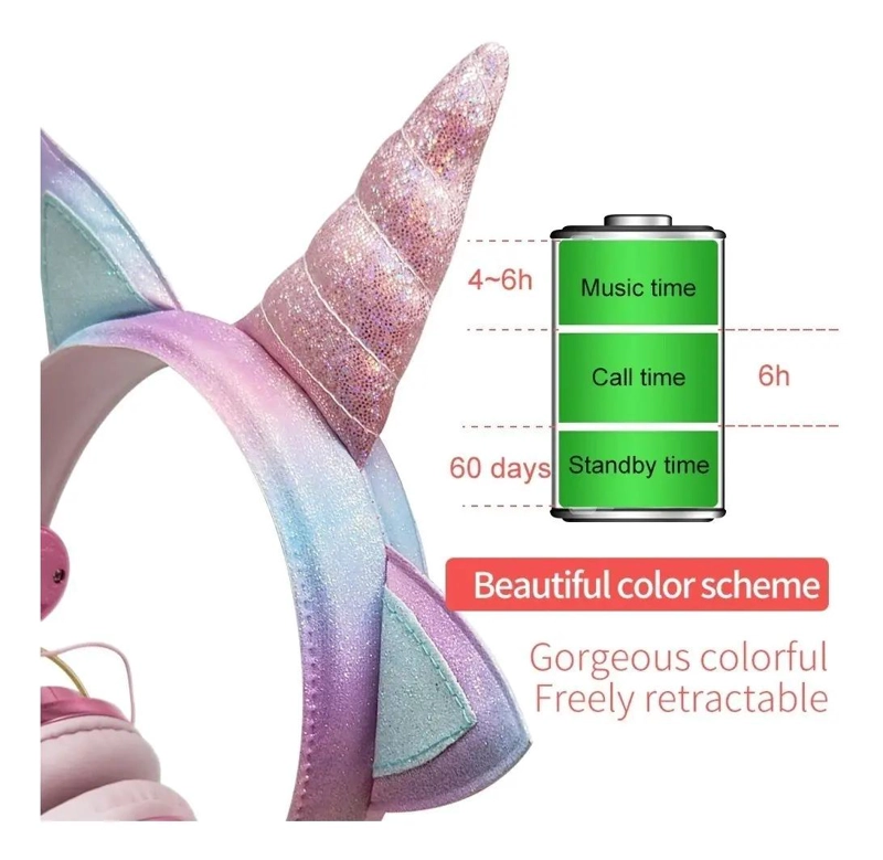 AURICULARES INALAMBRICOS CON DISEÑO DE UNICORNIO Y MICROF - 5