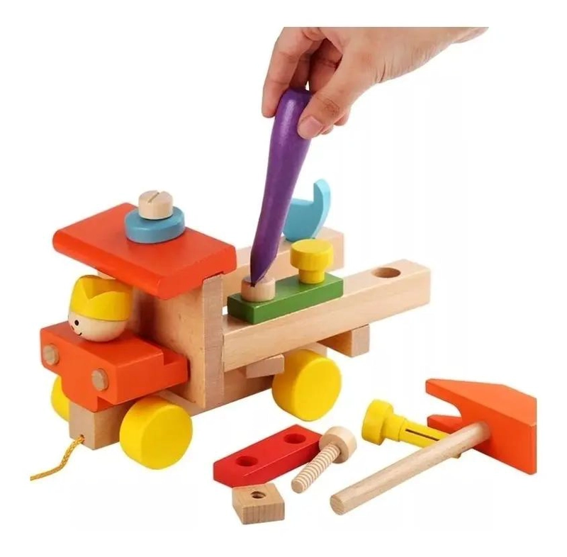 CAMION DE CONSTRUCCION DE MADERA PARA NIÑOS - 5