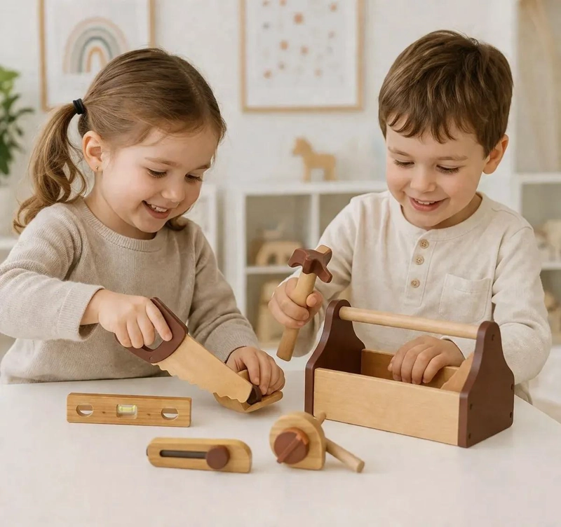 SET DE HERRAMIENTAS DIDACTICAS DE MADERA CON MALETIN - 4
