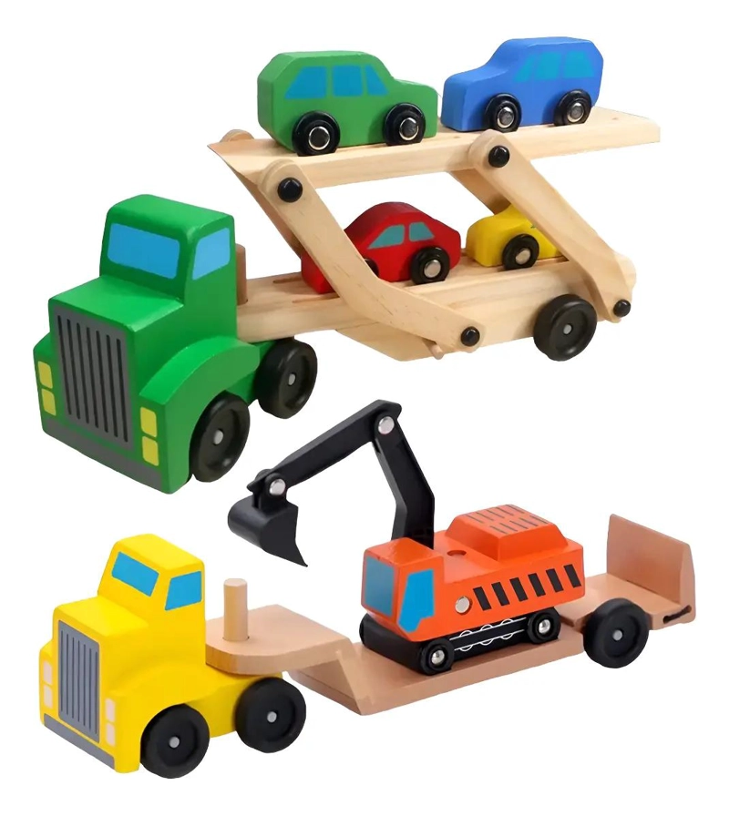 PACK 2 CAMIONES DE MADERA DIDACTICOS PARA NIÑOS - 1