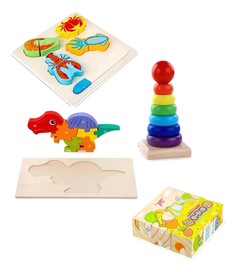 PACK 4 JUEGOS DIDACTICOS DE MADERA MONTESSORI - 1