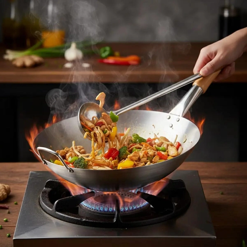 WOK DE 36 CM CON CUCHARON PARA ALTA COCINA - 2