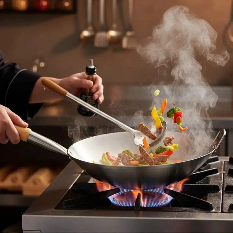 WOK DE 36 CM CON CUCHARON PARA ALTA COCINA - 3