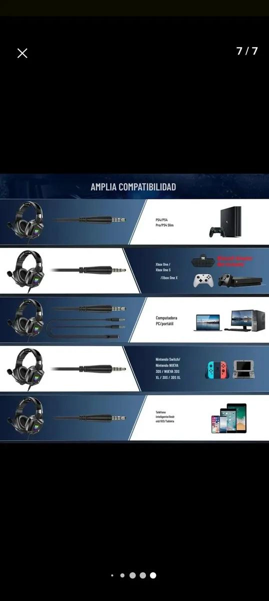 AUDIFONOS GAMER CON SONIDO 7.1 Y MICROFONO - 5
