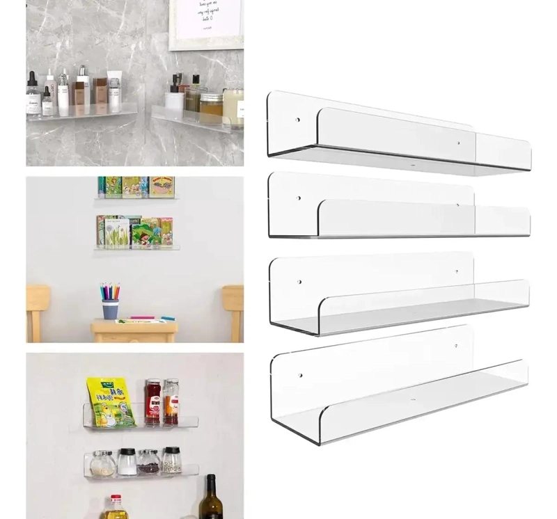 4 REPISAS FLOTANTES DE ACRILICO PARA PARED - 1
