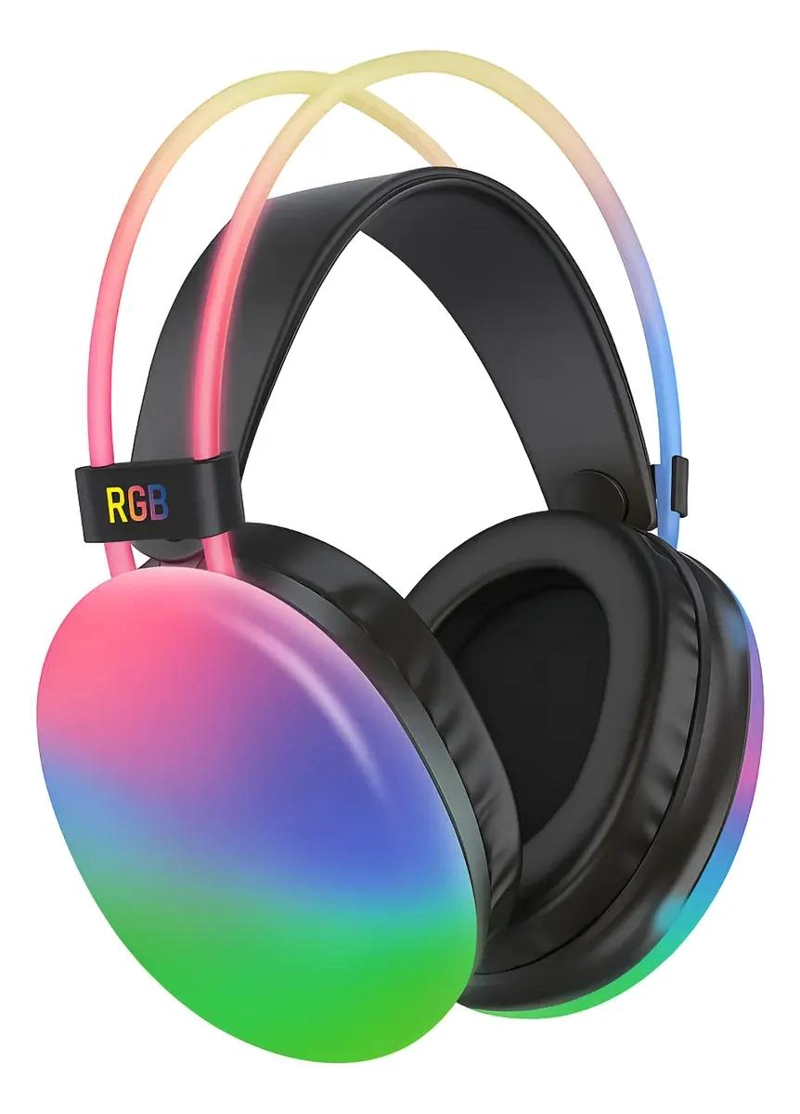 AUDIFONOS INALAMBRICOS CON MICROFONO Y LUCES LED RGB - 1