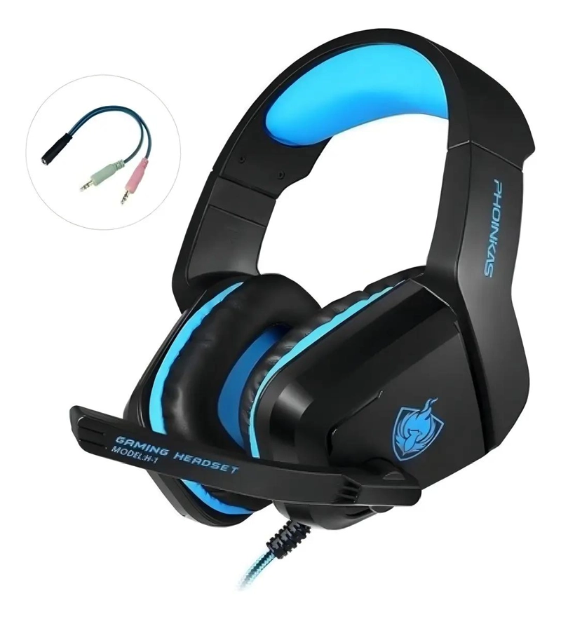 AURICULARES GAMER H-1 NEGRO CON MICROFONO Y SONIDO ESTE RE - 1