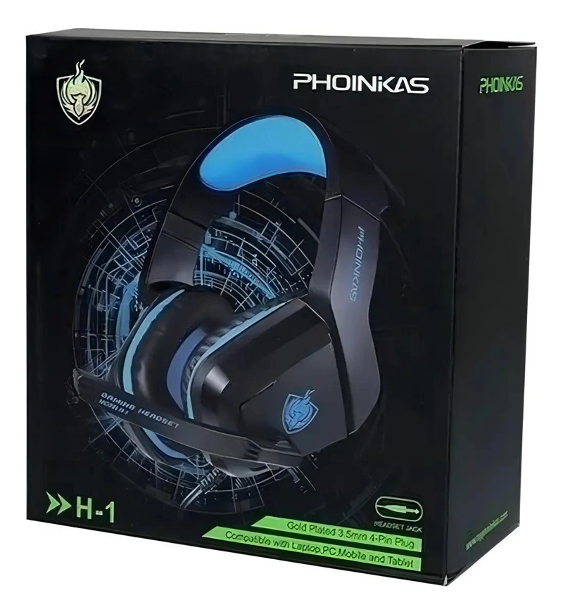 AURICULARES GAMER H-1 NEGRO CON MICROFONO Y SONIDO ESTE RE - 2