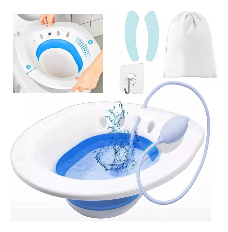 BAÑO DE ASIENTO PLEGABLE PARA ALIVIO DE HEMORROIDES Y USO - 1