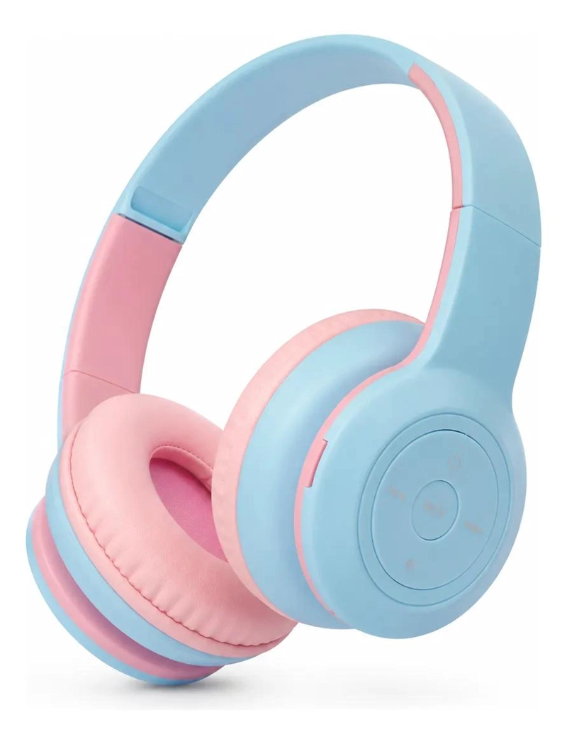 AUDIFONOS INALAMBRICOS BLUETOOTH PARA NIÑOS CELESTE Y ROS - 1