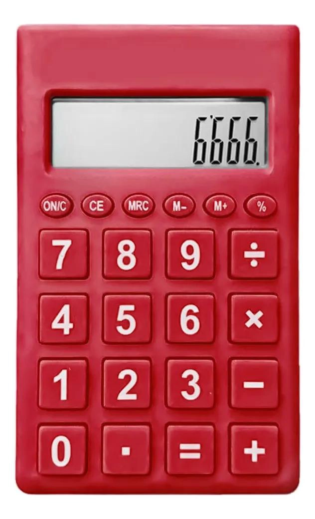 CALCULADORA SOLAR PLASTICA FASHION T74 ROJA PACK X6 - 1