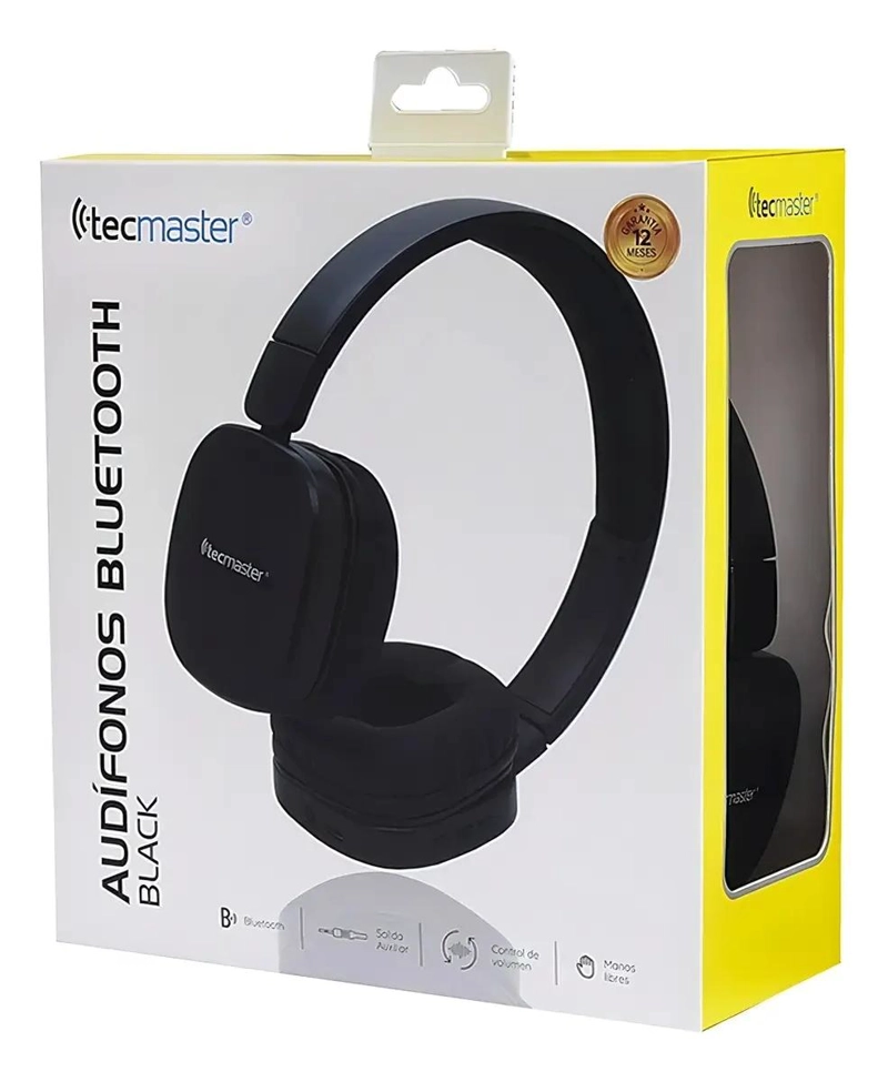AUDIFONOS BLUETOOTH NEGRO CON MICROFONO Y CONTROL - 2