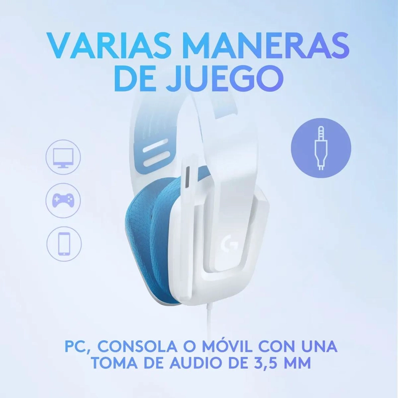 AUDIFONO GAMER BLANCO PARA PC, PS4 Y SWITCH - 3