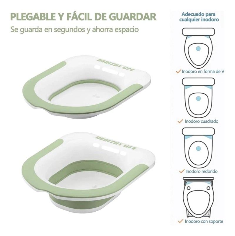 BAÑO DE ASIENTO PLEGABLE PARA ALIVIO DE HEMORROIDES Y USO - 2
