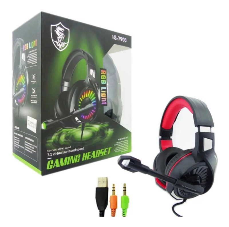 AUDIFONO GAMER CON MICROFONO Y LUZ RGB 2 PLUG 3.5MM - 1