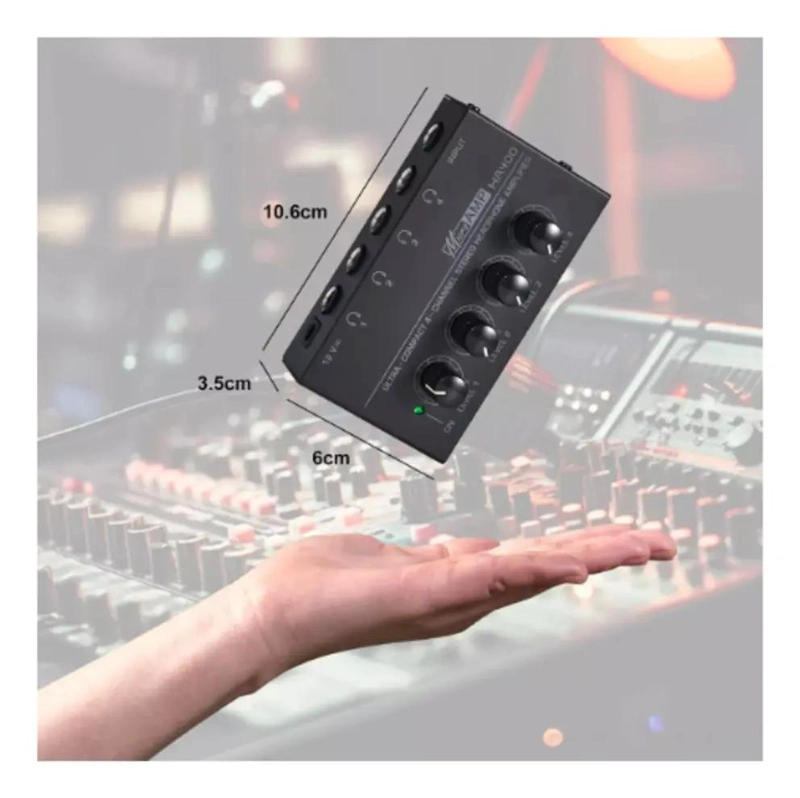 AMPLIFICADOR COMPACTO PARA AUDIFONOS DE 4 CANALES NEGRO - 2