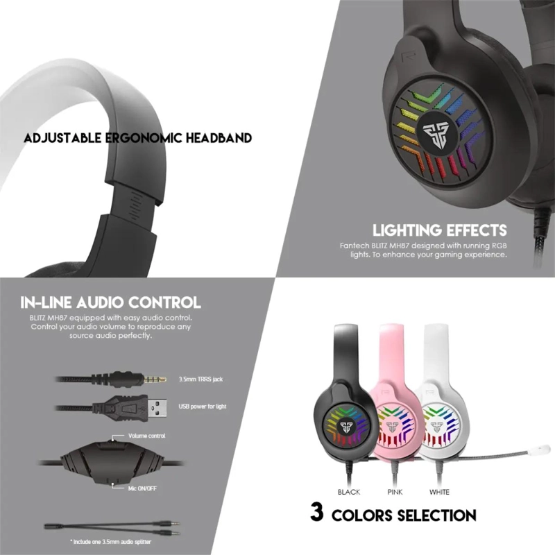 AUDIFONO GAMER CON MICROFONO Y LUCES RGB - 3