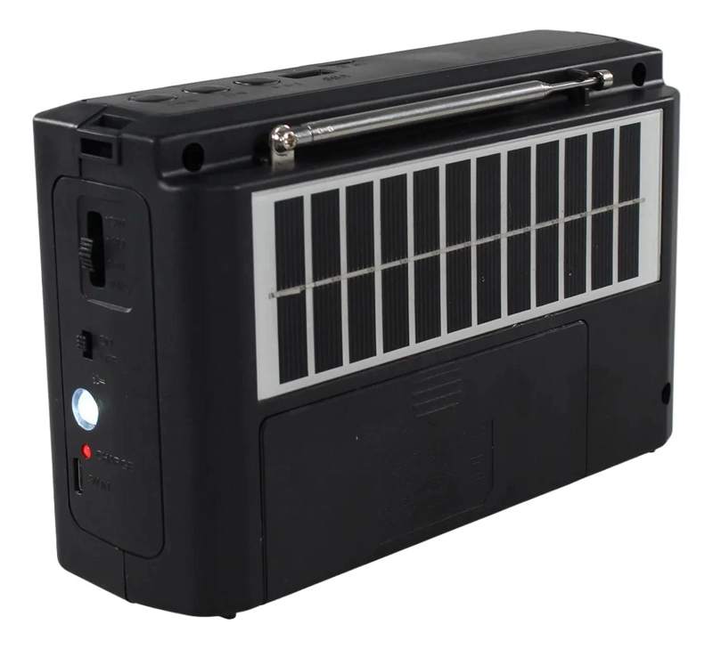 RADIO PORTATIL SOLAR AM FM SW 15W CON LED Y USB - 5